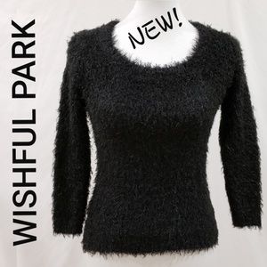 💟❤️NEW! Wishful Park fuzzy sweater 3/4 sleeve black SMALL